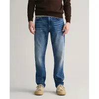 Gant para homem. 1000260 Calças de ganga de corte justo azuis (36/32), Azul, Casual, Algodão, Denim
