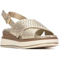 Xti para mulher. 14525201-ORO Sandálias 145252 douradas (39), Ouro, Tecido, 3 a 5cm, Fivela, Casual, Esportivo