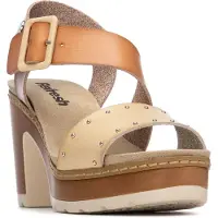 Refresh para mulher. 17520802-BEIGE Sandálias 175208 castanhas (40), Marrom, 5 a 8cm, Fivela, Casual