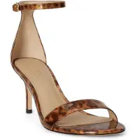Ralph Lauren para mulher. 802P15743001 Sandálias Allie em forma de tartaruga com salto médio castanho (38), Couro, Marrom, 5 a 8cm, F