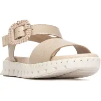 Carmela para mulher. 16326602-BEIGE Sandálias em pele 163266 bege (38), Couro, Plano, Fivela, Casual