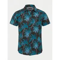 KOROSHI Camisa azul ciano / azul claro / cor-de-rosa / preto