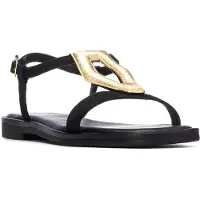 Carmela para mulher. 16329002-NEGRO Sandálias de couro 163290 preto (38), Plano, Fivela, Casual, Clássico