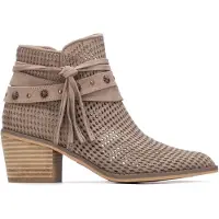 Refresh para mulher. 17518004-TAUPE Botins em pele 175180 castanho (37), Couro, Marrom, 3 a 5cm, Camurça, Zíper, Casual