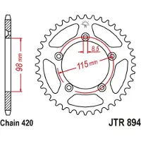 JT Sprockets Roda Dentada Traseira 420 Jtr894.50zbk Steel