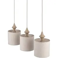TK Lighting Candeeiro suspenso Amura, 3 lâmpadas, 105 cm de comprimento, bege/areia, E27