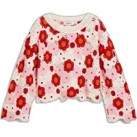 Desigual , Suéter flores crochê, Mulher, Branco, M