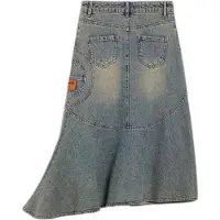 Desigual , Saia jeans assimétrica, AlgodÃO, Azul, M