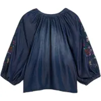Desigual , Blusa bordada balão, Mulher, Liocel, Azul, M