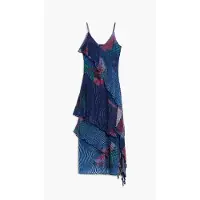 Desigual , Vestido com folhos pixelado, Mulher, PoliÉSter, Azul, XL