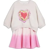 Desigual , Vestido 2 em 1 coração, Infantil, AlgodÃO, Branco, 13/14
