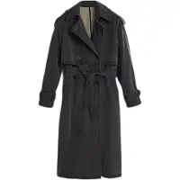 Desigual , Trench coat efeito camurça, Mulher, Poliuretano, Preto, S