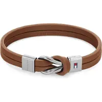Tommy Hilfiger Moderní náramek z hnědé kůže Braided Knot 2790441