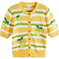 Next Casaco de malha amarelo / verde / verde claro / branco