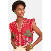 Love & roses Blusa abe / laranja / cor-de-rosa / vermelho vivo