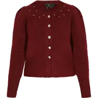 Faina Casaco de malha vermelho escuro