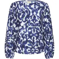 Fransa Blusa 'ARIANA' genciana / branco