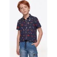 KOROSHI Camisa navy / verde / laranja / vermelho rubi