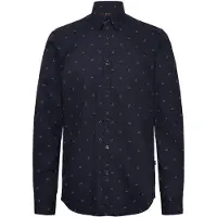 BOSS para homem. 50553704 Camisa de popelina de ajuste regular com estampado azul-marinho (XXL), Casual, Algodão, Manga comprida