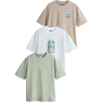 Next Camisa azul néon / taupe / verde pastel / branco