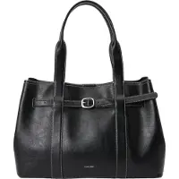 Calvin Klein Mala de bolsa 'Buckle Metallic Logo Tote' preto