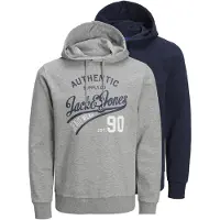 Jack & Jones Sweatshirt 'JJEthan' navy / acinzentado / vermelho / branco