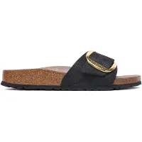 Birkenstock para mulher. 1032965 Sandálias Madrid Big Buckle (Ajuste Estreito) preto (41), Plano, Nenhum, Casual
