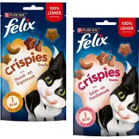 Felix Crispies Snack Para Gatos De Salmão E Truta 5x180g