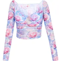 IZIA Top azul / rosa