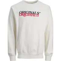 Jack & Jones Sweatshirt 'JORRedhook' azul noturno / vermelho sangue / offwhite