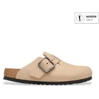 Birkenstock para homem. 1031573 Sandálias de couro Boston Wire Buckle (Ajuste Estreito) areia (46), Bege, Plano, Nubuck, Fivela, Casual