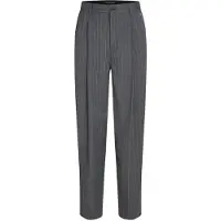 Karl Lagerfeld Calças com pregas cinzento escuro / branco