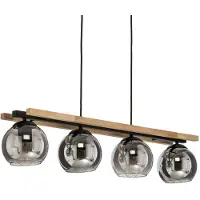 LINDBY Candeeiro suspenso Enrique, cinzento fumado, 4 lâmpadas, vidro, E27