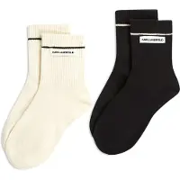 Karl Lagerfeld Meias ' Rippensocken mit Logo – 2er-Pack ' creme