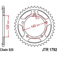 JT Sprockets Roda Dentada Traseira 525 Jtr1792.40 Steel