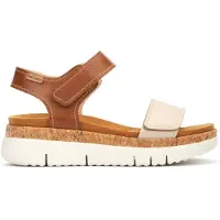 Pikolinos para mulher. W4N-0940C1 Sandálias Palma em pele castanha (36), Couro, Marrom, 1 a 3cm, Velcro, Casual