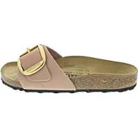 Birkenstock para mulher. 1027056 Sandálias de Couro Madrid Big Buckle (Ajuste Estreito) rosa (38), Plano, Nenhum, Casual