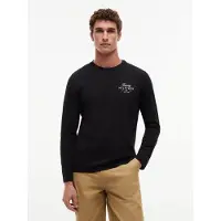 Tommy Hilfiger Camisa 'Logo Long Sleeve' preto / branco