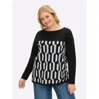 Sheego Pullover preto / branco