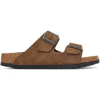 Birkenstock para mulher. 1032717 Sandálias de Couro Arizona (Ajuste Estreito) castanho (36), Marrom, Plano, Camurça, Nenhum, Casual