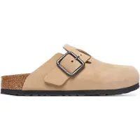 Birkenstock para homem. 1031573 Sandálias de couro Boston Wire Buckle (Ajuste Estreito) areia (43), Bege, Plano, Nubuck, Fivela, Casual