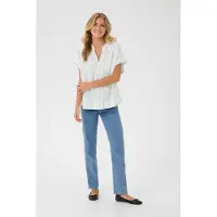 Kaffe Blusa 'KAMilia' azul claro / branco