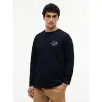 Tommy Hilfiger Camisa 'Logo Long Sleeve' navy / branco