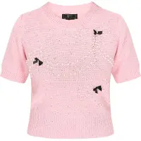 Faina Pullover cor-de-rosa / preto / branco pérola