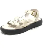 Wonders para mulher. AB-1567 Sandálias de couro bege Mousse (38), Plano, Fivela, Casual