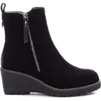Refresh para mulher. 17100901-NEGRO Botins de camurça preta -Altura 6cm (40), Preto, 5 a 8cm, Zíper, Casual