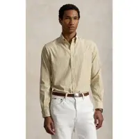 Ralph Lauren para homem. 710B15595010 Camisa de popelina com riscas Custom Fit bege (M), Casual, Algodão, Manga comprida