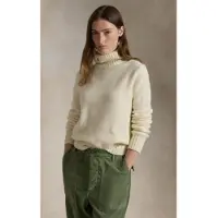 Ralph Lauren para mulher. 211891667001 Suéter de lã com gola alta branco creme (S), Casual, Manga comprida