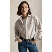 Ralph Lauren para mulher. 211B21507003 Camisa oxford de algodão Relaxed Fit bege (L), Casual, Manga comprida