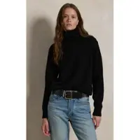 Ralph Lauren para mulher. 211891667003 Suéter de lã com gola alta preto (XS), Casual, Manga comprida